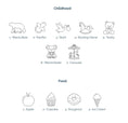Load image into Gallery viewer, Symbols Engraving Options - Childhood and Food Symbols