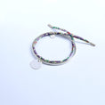 Load image into Gallery viewer, Silver bracelet for women with engravable round charm and floral fabric