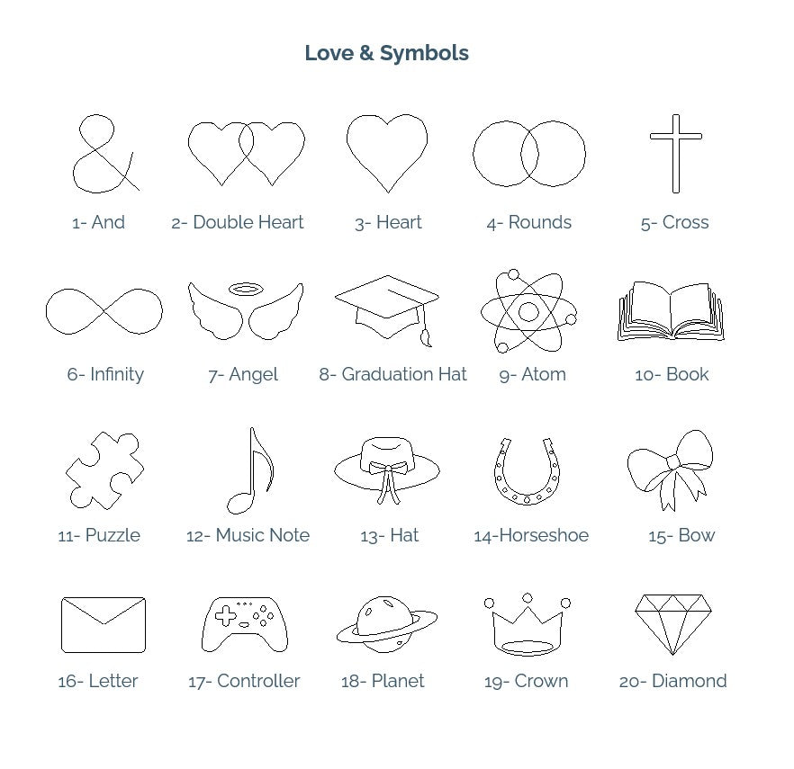 Symbols Engraving Options - Love and Symbols Symbols