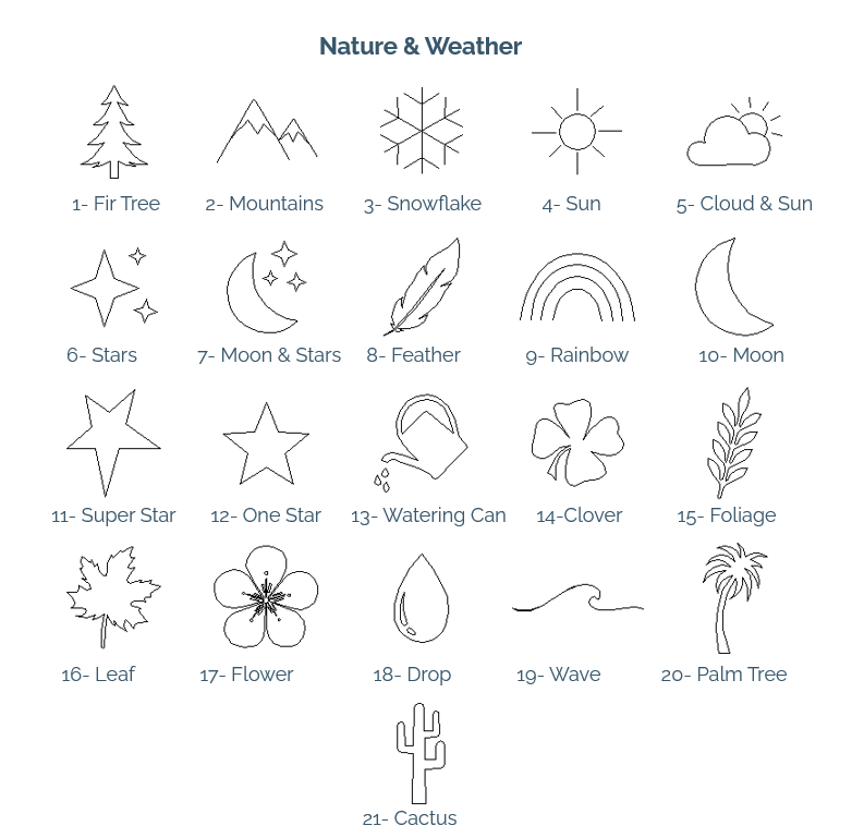 Symbols Engraving Options - Nature and Weather Symbols