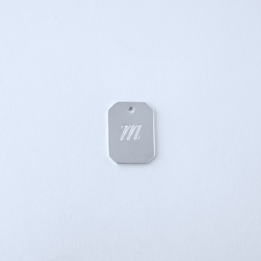 Silver bar pendant with initial engraved