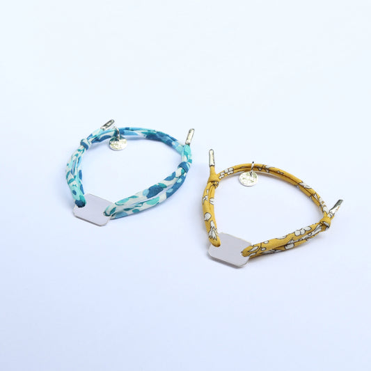 Children bracelets matching set made of two colourful cord bracelets and sterling silver charms