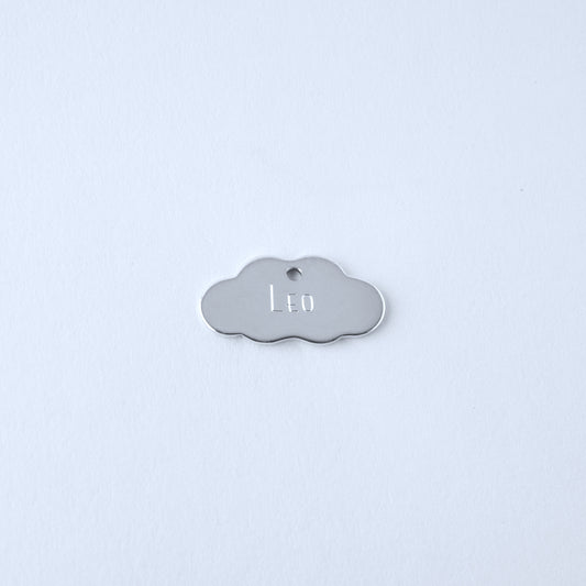 Sterling silver cloud-shaped pendant engraved with name 