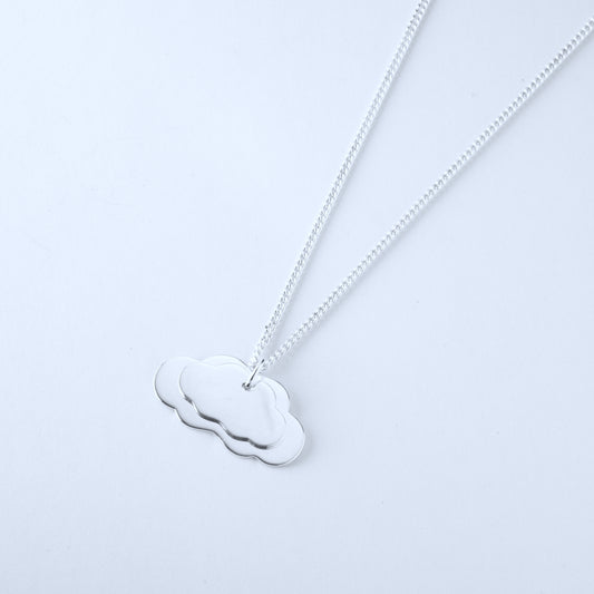 Silver cloud-shaped pendants on a silver chain 