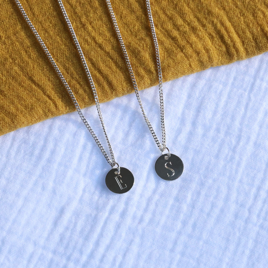 Set of two silver necklaces personalised with initials
