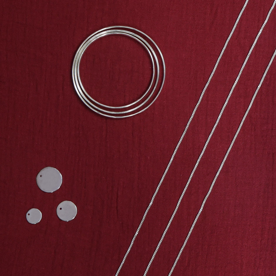 Silver bangles, chains and pendants