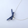 Load image into Gallery viewer, Necklace with blue fabric bow and silver chain 
