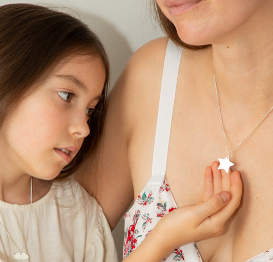 Women wearing star pendant necklace