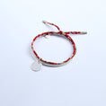 Load image into Gallery viewer, Bracelet with red floral pattern and engravable silver charms for women
