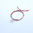 Load image into Gallery viewer, Silver bracelet for mum with star pendant and cherries pattern fabric
