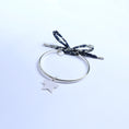 Load image into Gallery viewer, Silver bangle for mums with a star pendant and a navy blue ribbon 
